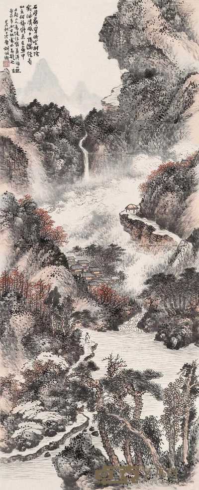 胡佩衡 1934年作 翠岩山行 立轴 133×54cm